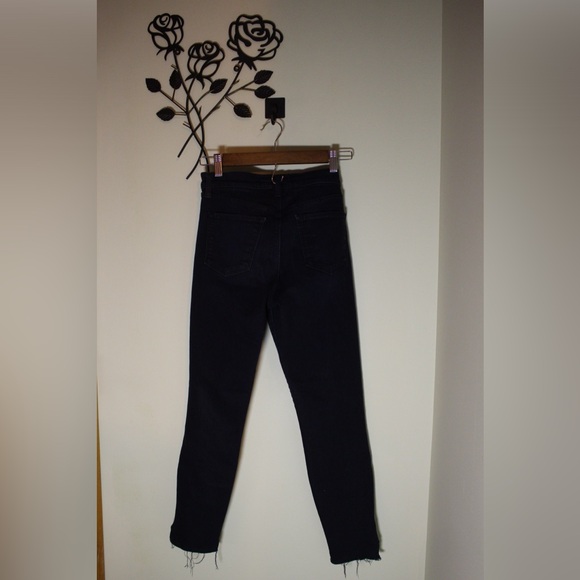 J. Brand Black Coated Jeans Ankle Zip High Rise  Raw Hem Size 27 - Picture 8 of 9